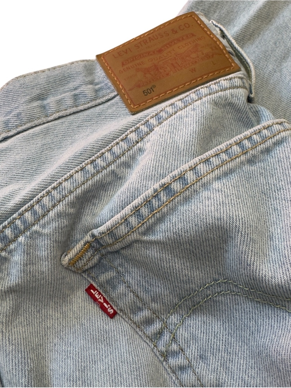 Levis Premium 501 Big E Cropped Jeans Womens 30 Light Wash Straight Leg Denim - Picture 8 of 15